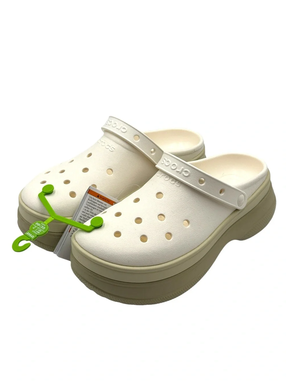NWT Crocs Classic Stacked Clogs - Chalk / Neutral Platform Sandals Size 11W / 9M
